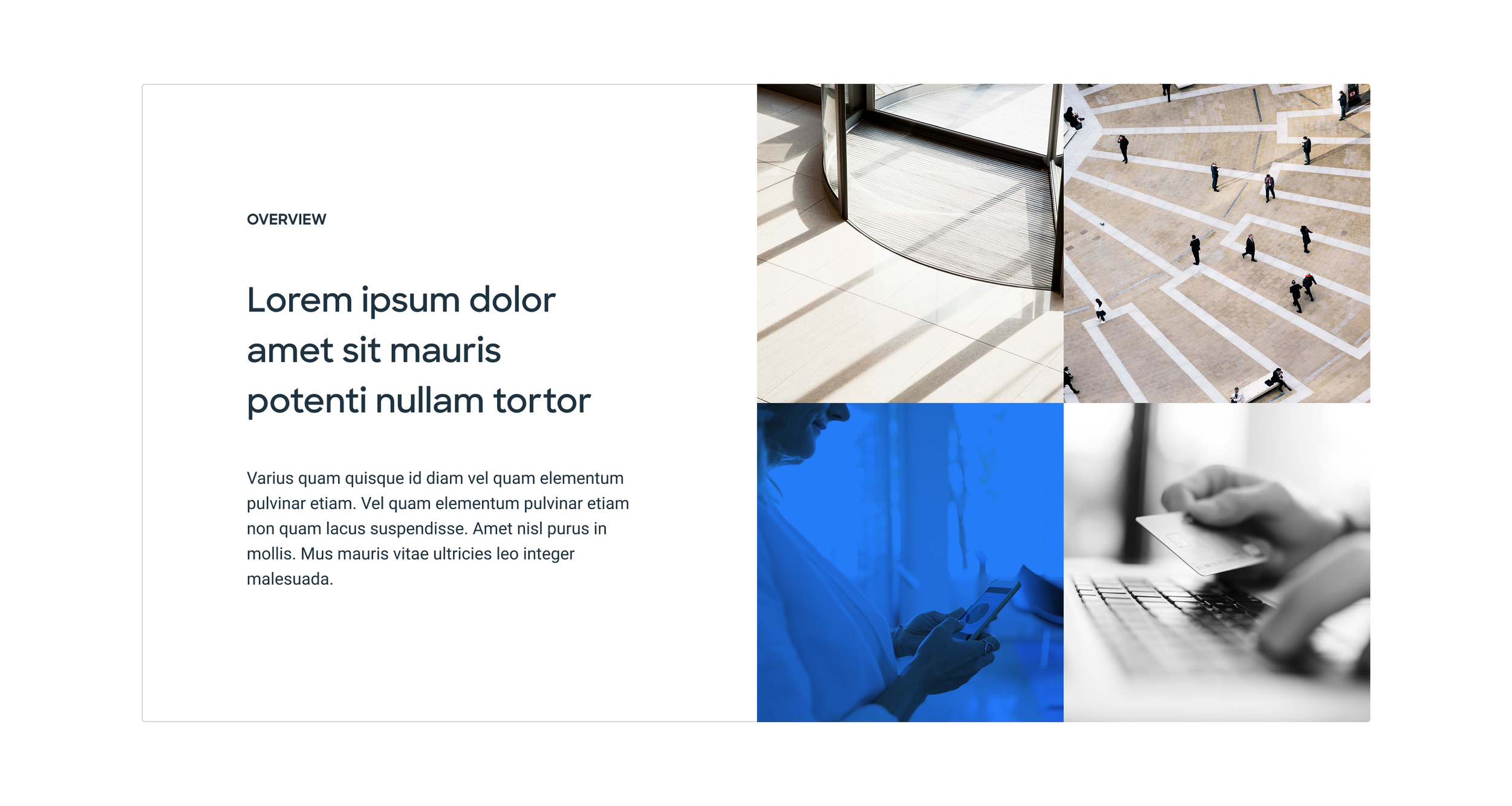Overview layout with the previous abstract imagery options