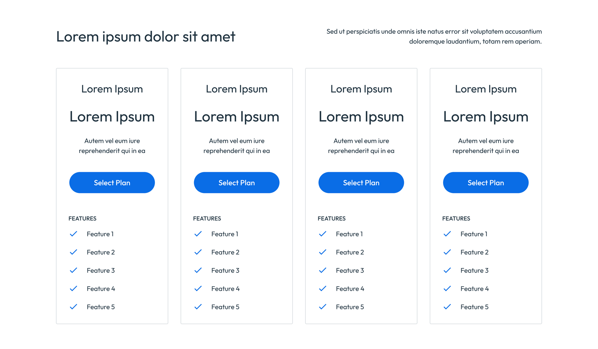 Initial concept with center-aligned content and CTAs after plan overviews